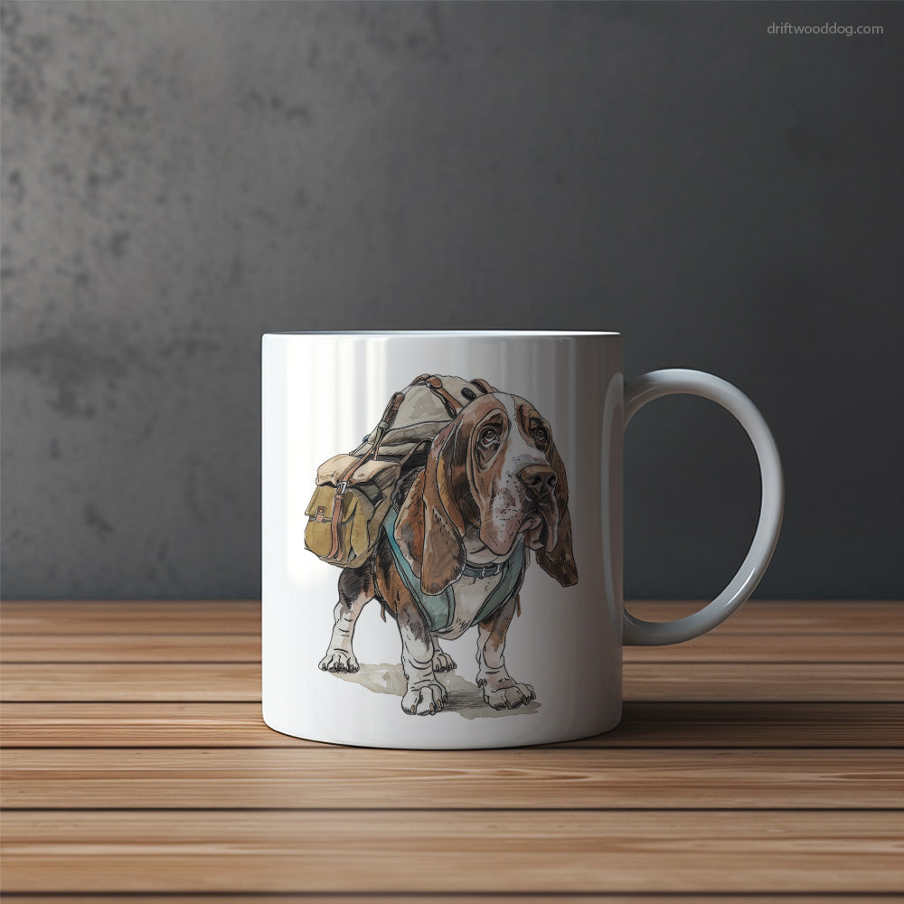 Basset Hound Hiking with a Backpack Mug – Funny Dog Coffee Mugs | Quirky Canine Drinkware