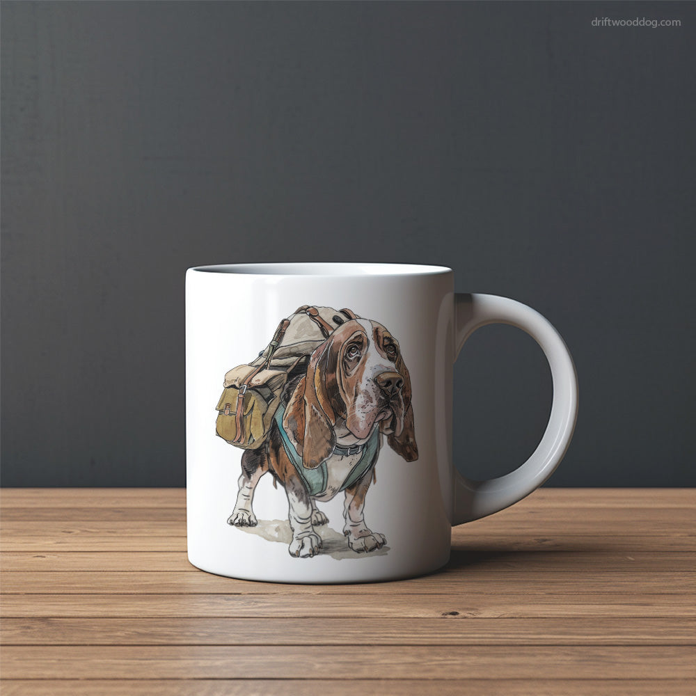 Basset Hound Hiking with a Backpack Mug – Custom Dog Mugs | Personalized Pet Mugs