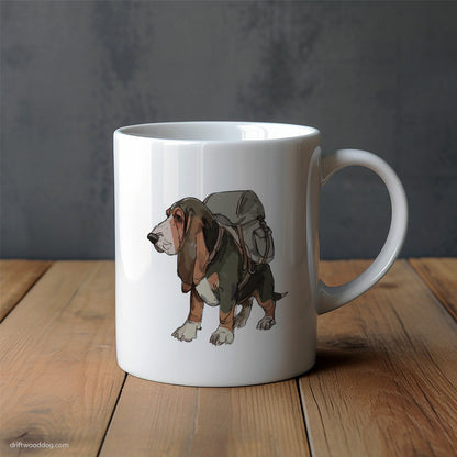 Basset Hound Wandering with a Backpack Mug – Unique Dog Cups | Dog-Themed Mugs