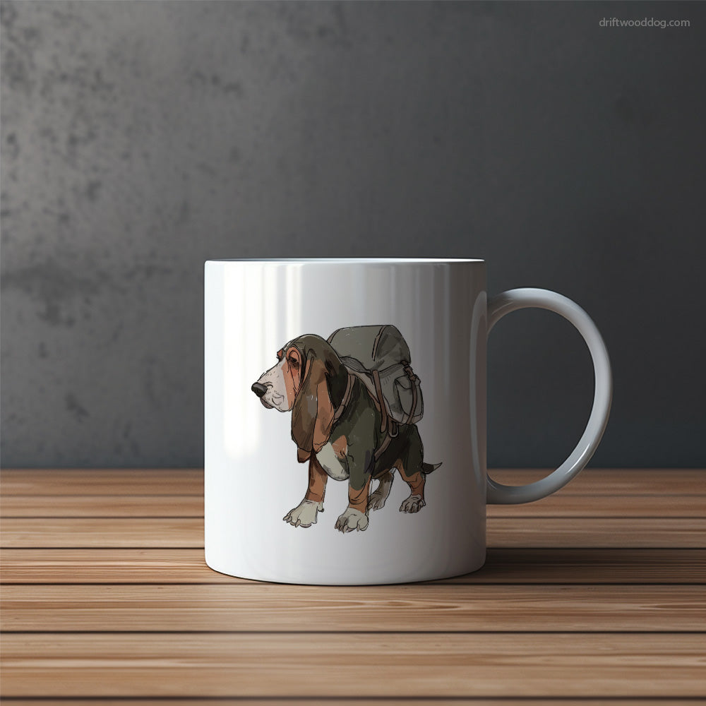 Basset Hound Wandering with a Backpack Mug – Funny Dog Coffee Mugs | Quirky Canine Drinkware