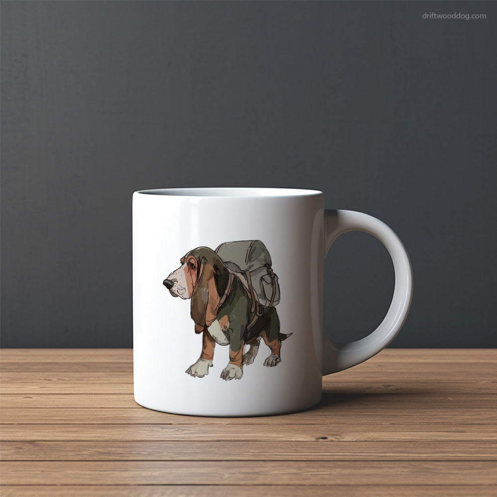 Basset Hound Wandering with a Backpack Mug – Custom Dog Mugs | Personalized Pet Mugs