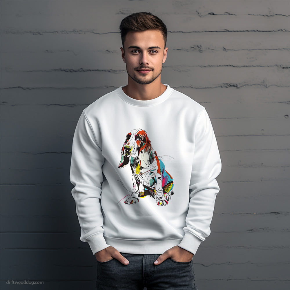 Basset Hound Modern Rainbow Sweatshirt – Unique Dog Sweatshirt for Men