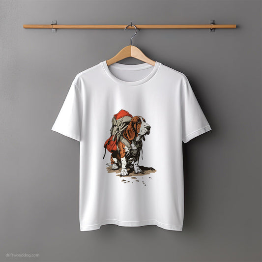 Basset Hound Rambling with a Rucksack T-Shirt – Unisex Tee for Dog Lovers