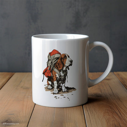 Basset Hound Rambling with a Rucksack Mug – Unique Dog Cups | Dog-Themed Mugs