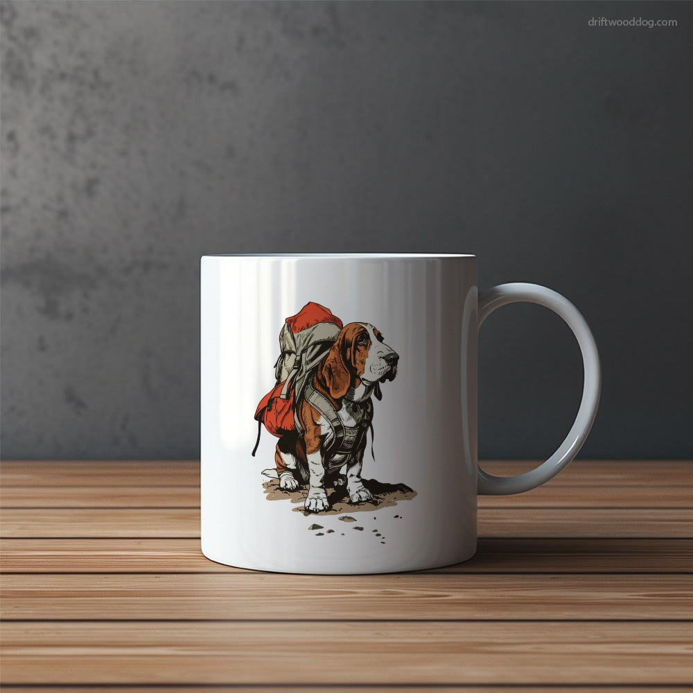 Basset Hound Rambling with a Rucksack Mug – Funny Dog Coffee Mugs | Quirky Canine Drinkware