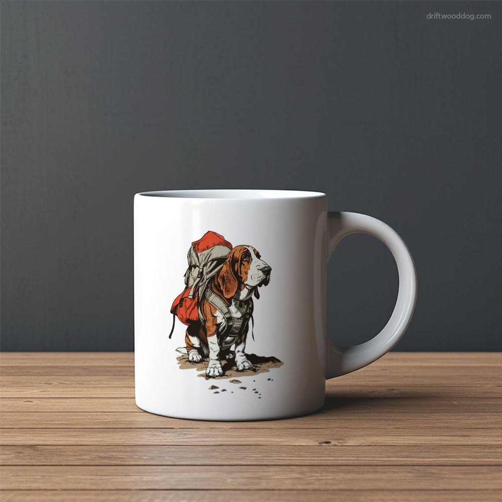 Basset Hound Rambling with a Rucksack Mug – Custom Dog Mugs | Personalized Pet Mugs