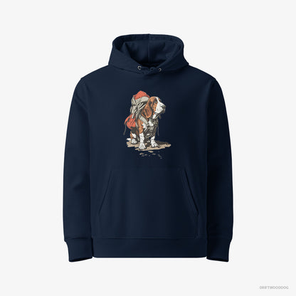 Basset Hound Rambling with a Rucksack Navy Hoodie