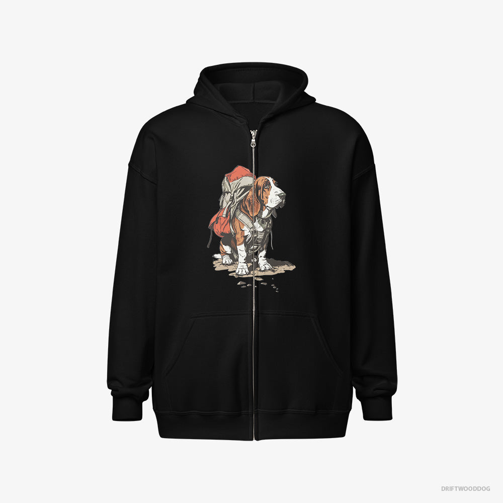 Basset Hound Rambling with a Rucksack Full-Zip Hoodie