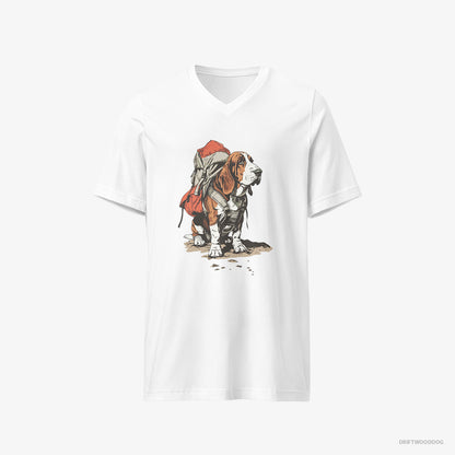 Basset Hound Rambling with a Rucksack White T-Shirt