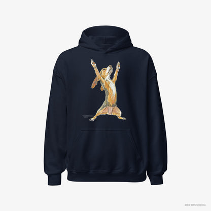 Dachshund Doing Sport Navy Hoodie