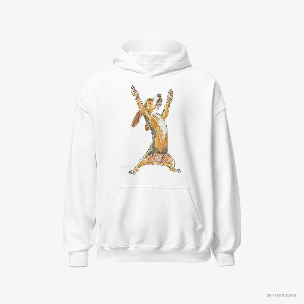 Dachshund Hoodie – Women White Hoodie Classic – Doing Sport (on White Background)