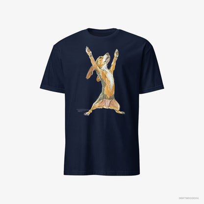 Dachshund Doing Sport Navy T-Shirt