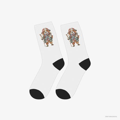 Beagle Socks – Unisex White Socks Classic – Ready for the Hiking (on White Background)