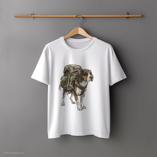 Beagle with a Backpack T-Shirt – Unisex Tee for Dog Lovers