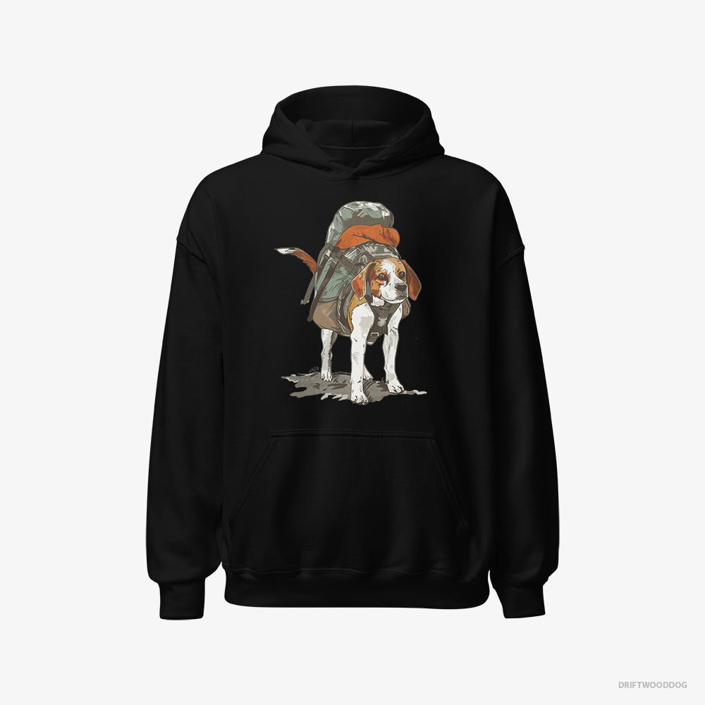 Beagle Hoodie – Men Black Hoodie Classic – Hiking (on White Background)