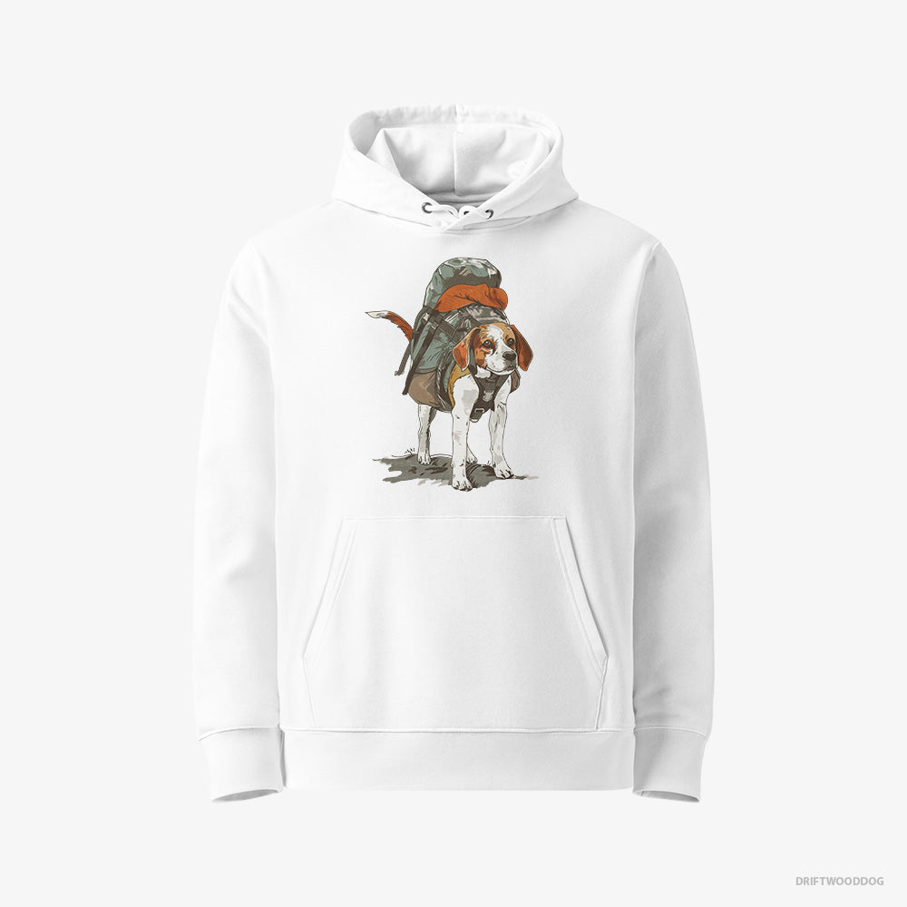 Beagle Hoodie – Women White Hoodie Eco-Friendly – Hiking (on White Background)