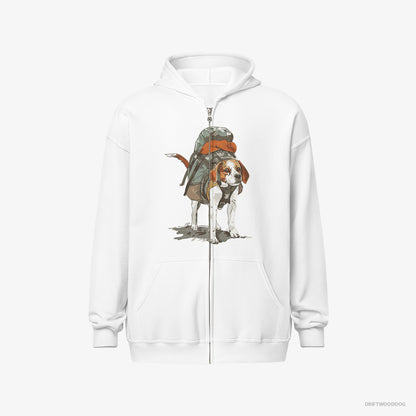 Beagle Hiking White Hoodie