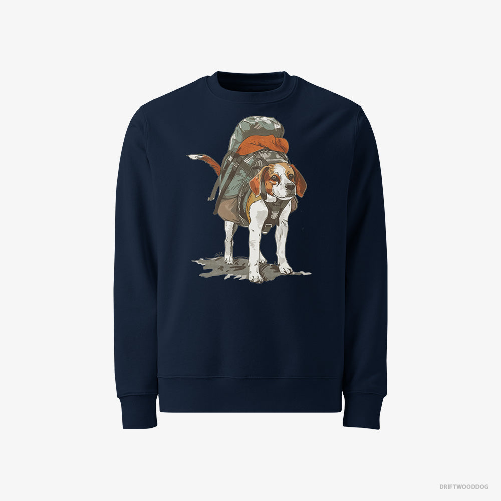 Beagle Sweatshirt – Men Navy Sweatshirt Classic – Hiking (on White Background)