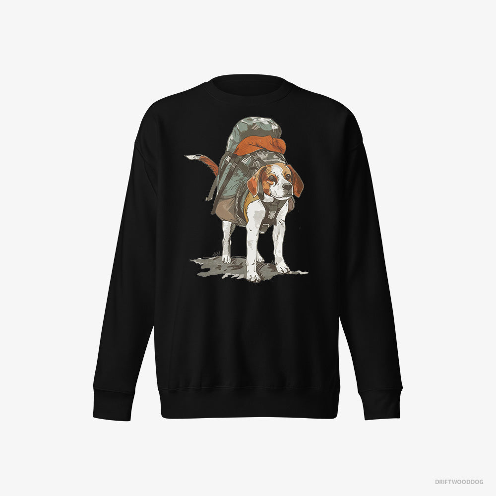 Beagle Sweatshirt – Men Black Sweatshirt Eco-Friendly – Hiking (on White Background)