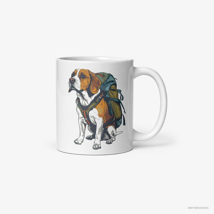 Beagle Wandering with a Backpack White Mug