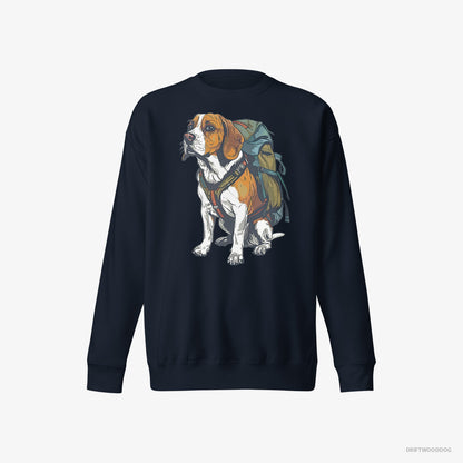 Beagle Wandering with a Backpack Navy Sweatshirt