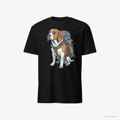 Beagle Wandering with a Backpack Black T-Shirt