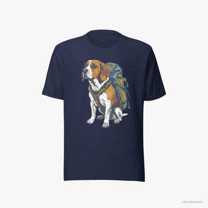 Beagle Wandering with a Backpack Navy T-Shirt