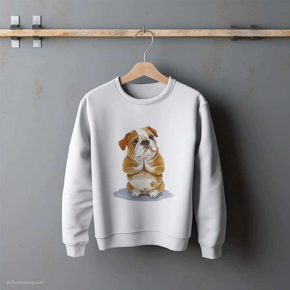 Peaceful Bulldog Doing Yoga Sweatshirt – Unisex Sweatshirt for Dog Lovers