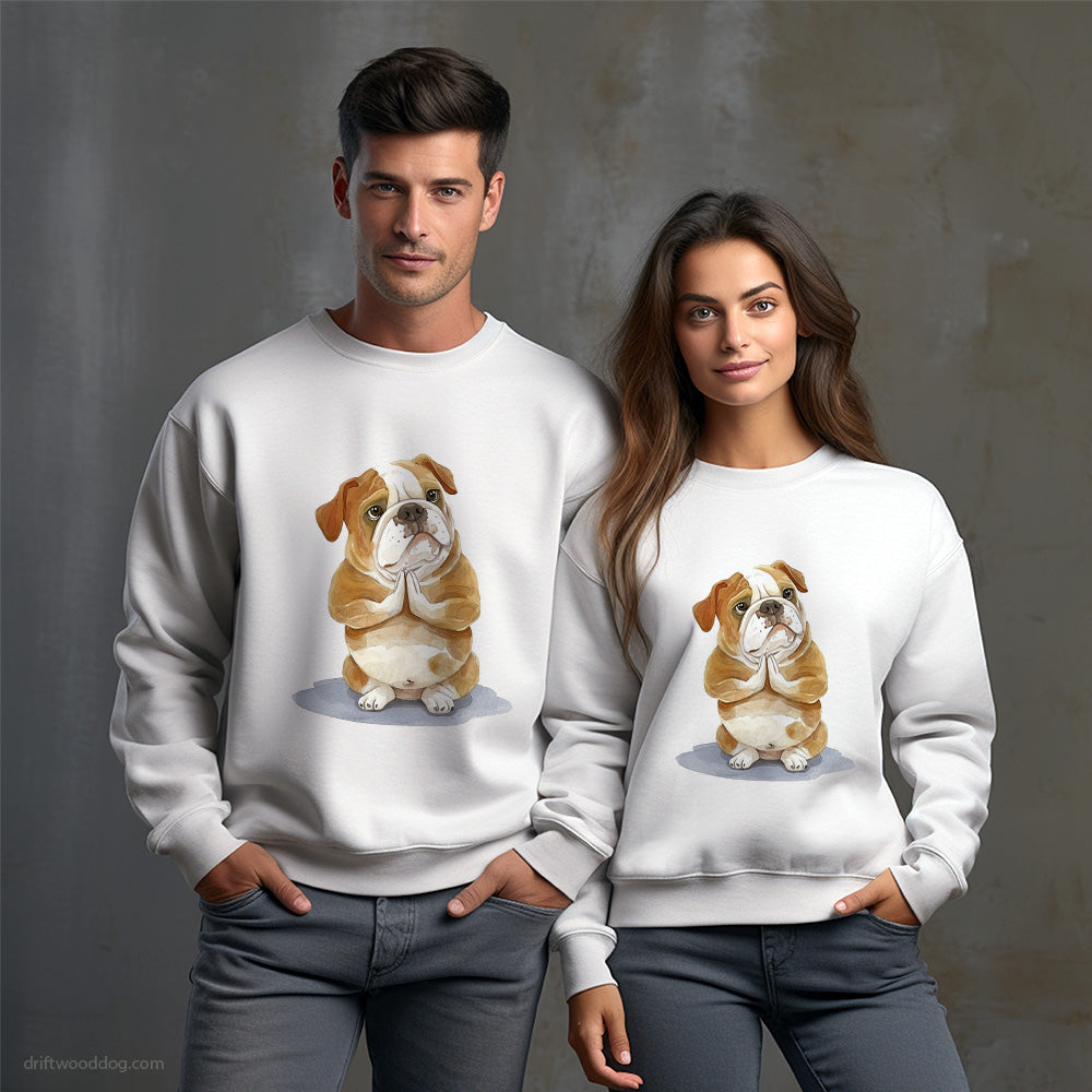 Peaceful Bulldog Doing Yoga Sweatshirt – Unisex Sweatshirt for Dog Owners