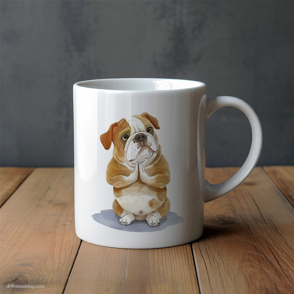 Peaceful Bulldog Doing Yoga Mug – Unique Dog Cups | Dog-Themed Mugs