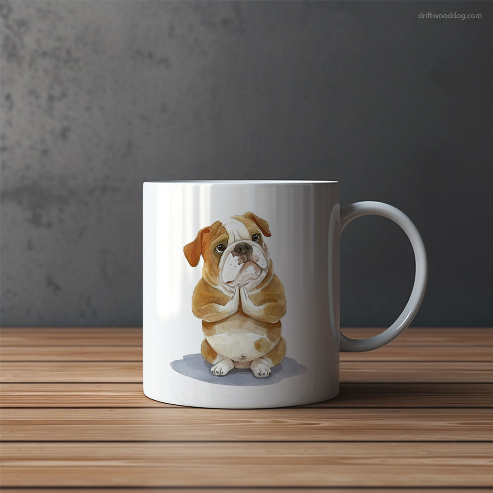 Peaceful Bulldog Doing Yoga Mug – Funny Dog Coffee Mugs | Quirky Canine Drinkware