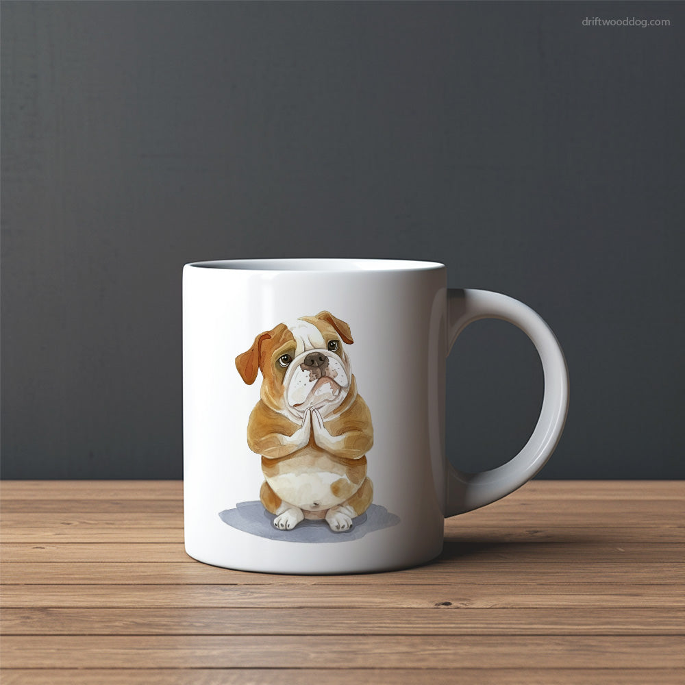 Peaceful Bulldog Doing Yoga Mug – Custom Dog Mugs | Personalized Pet Mugs