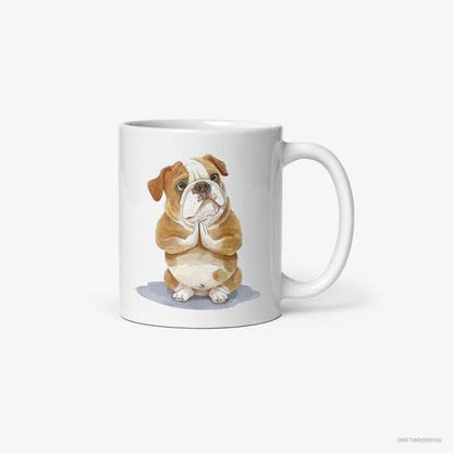 Bulldog Doing Yoga White Mug