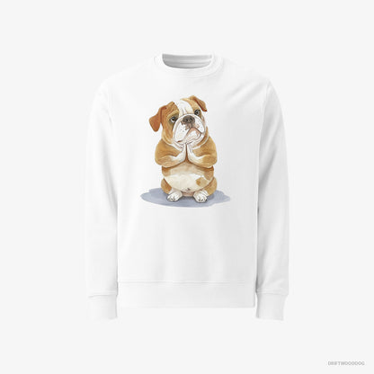 Bulldog Doing Yoga White Sweatshirt