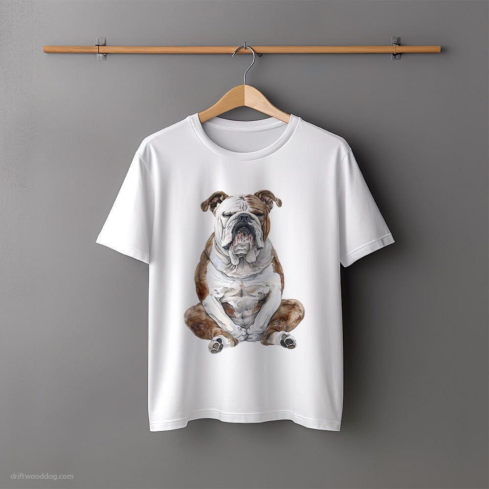 Deep in Thought Bulldog Meditating T-Shirt – Unisex Tee for Dog Lovers