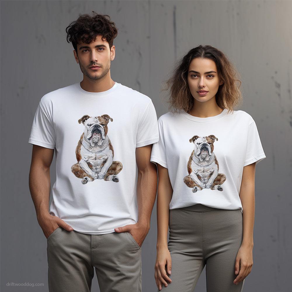 Deep in Thought Bulldog Meditating T-Shirt – Unisex T-Shirt for Dog Lovers 