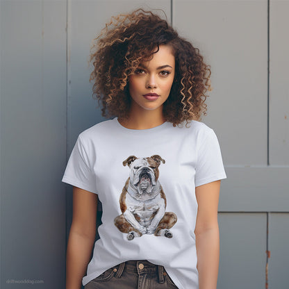 Deep in Thought Bulldog Meditating T-Shirt – Dog T-Shirt for Women