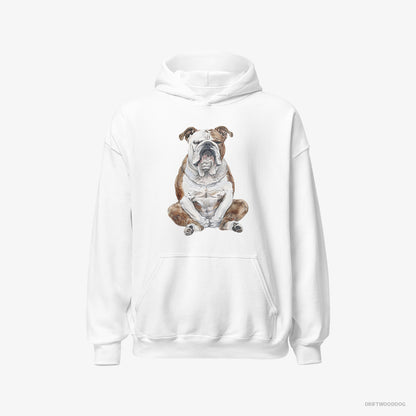 Bulldog Meditating White Hoodie