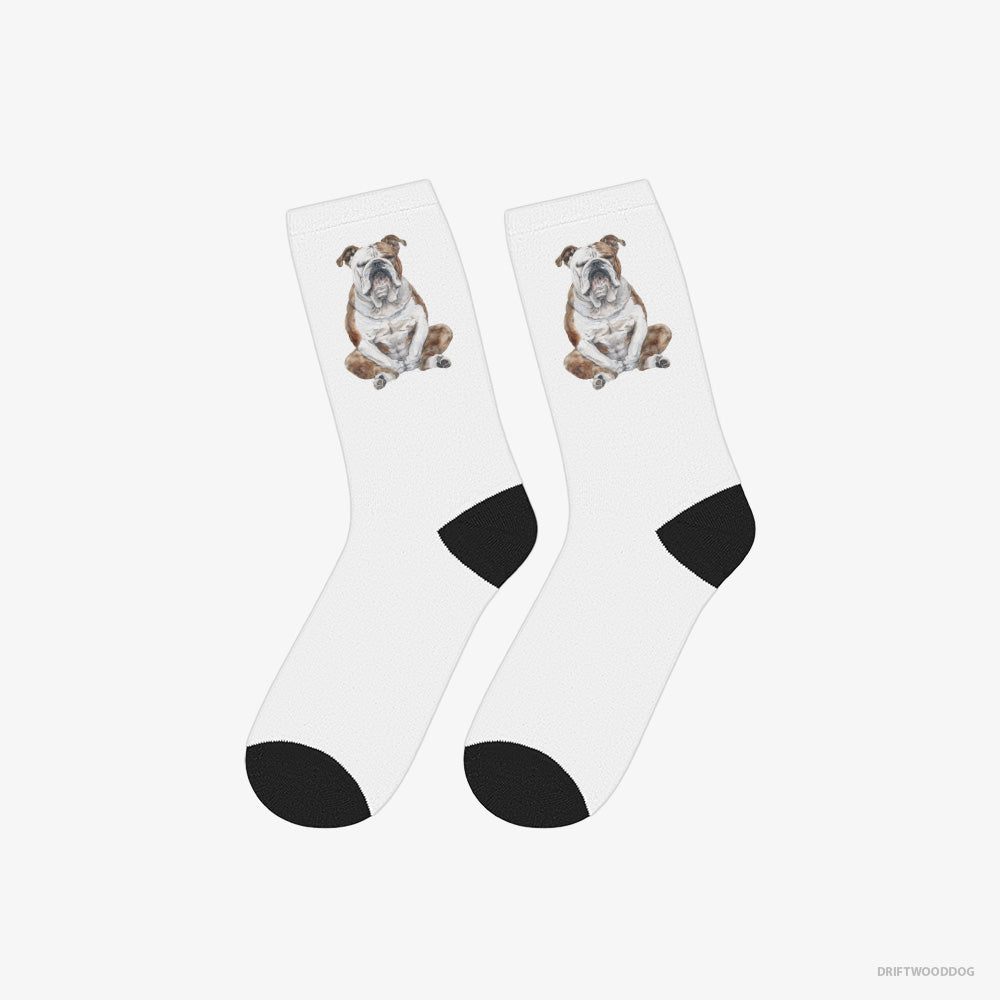 Deep in Thought Bulldog Meditating – Socks White – Classic