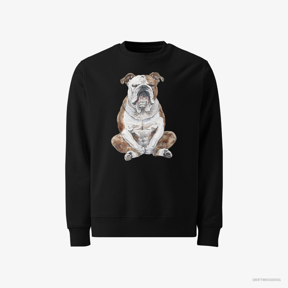 Bulldog Sweatshirt – Men Black Sweatshirt Classic – Meditating (on White Background)