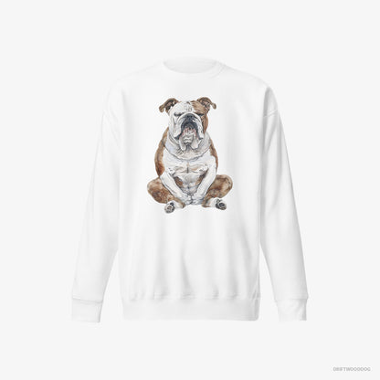 Bulldog Meditating White Sweatshirt