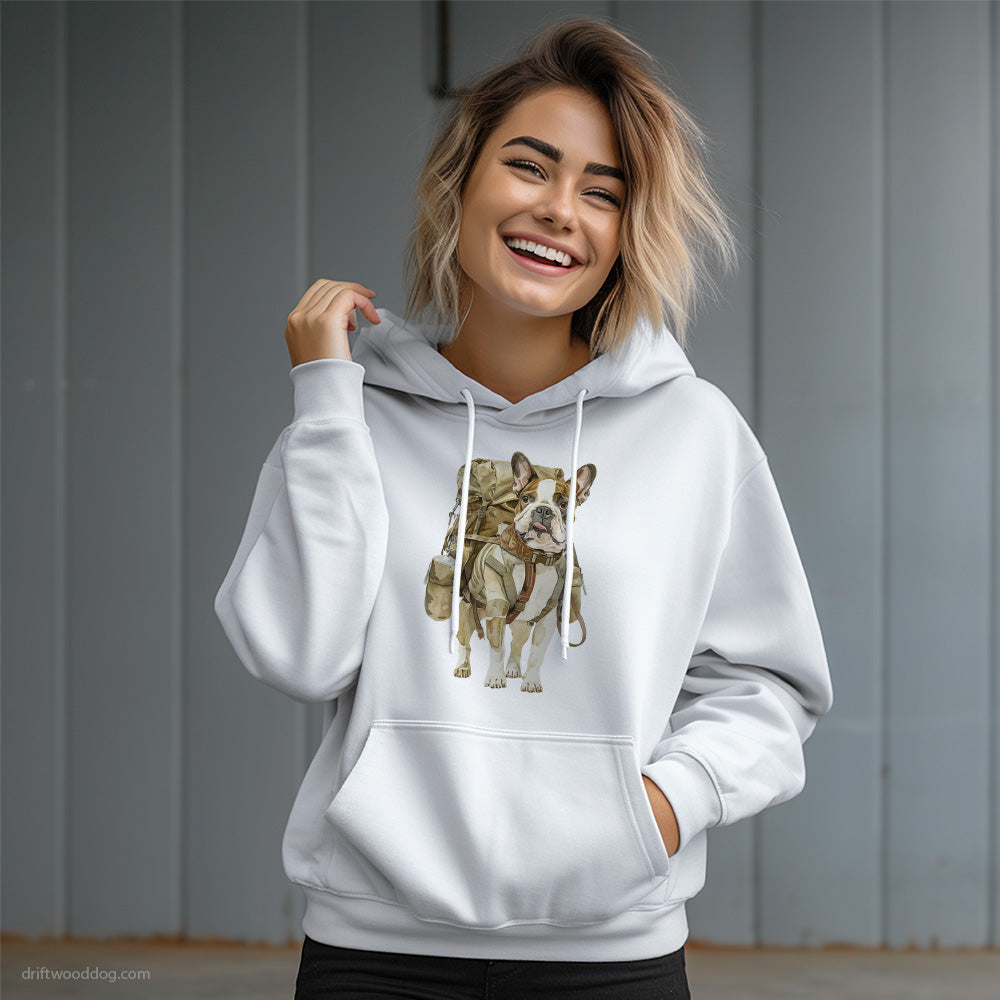 Bulldog Backpacking Hoodie – Dog Graphic Hoodie for Women