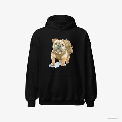 Bulldog Ready for Hiking Black Hoodie