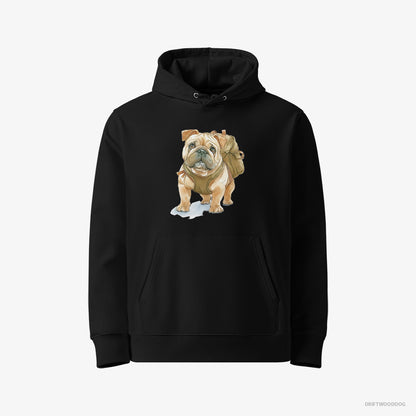 Bulldog Ready for Hiking Black Hoodie