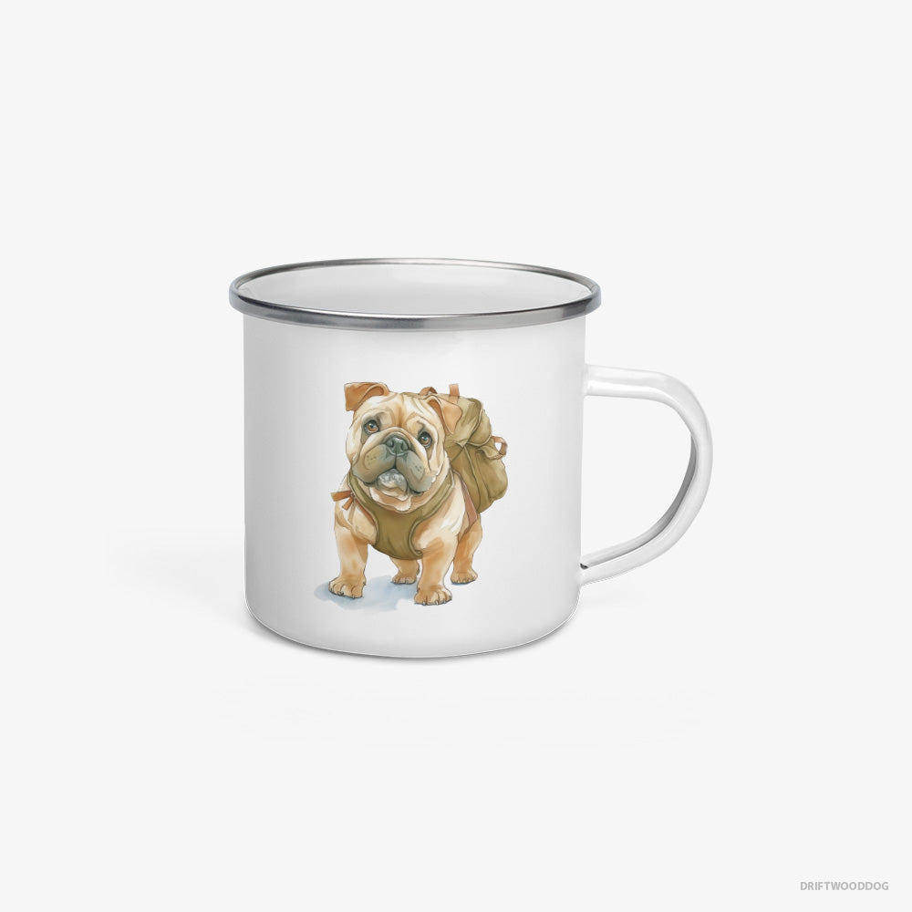 Bulldog Ready for Hiking Enamel Mug