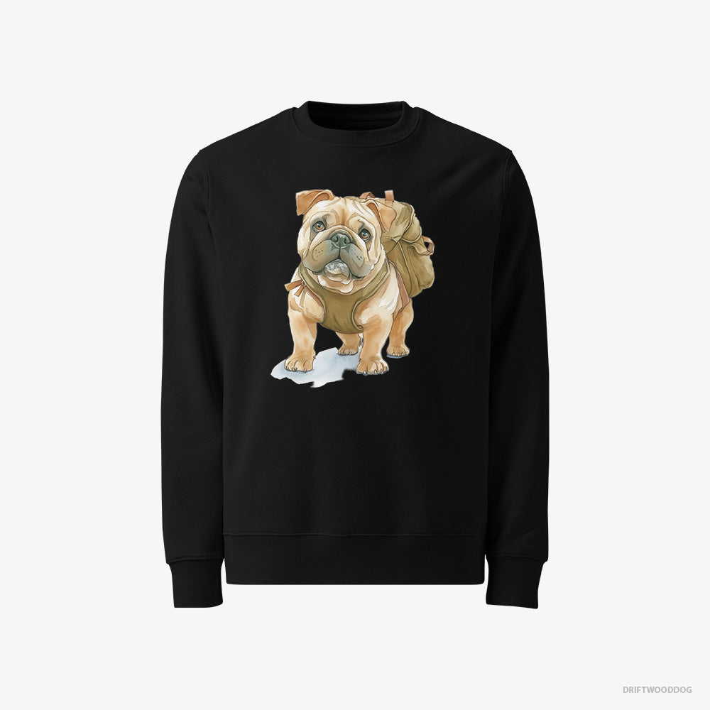 Bulldog Sweatshirt – Men Black Sweatshirt Classic – Ready for Hiking (on White Background)