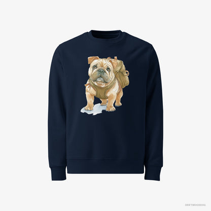 Bulldog Sweatshirt – Men Navy Sweatshirt Classic – Ready for Hiking (on White Background)