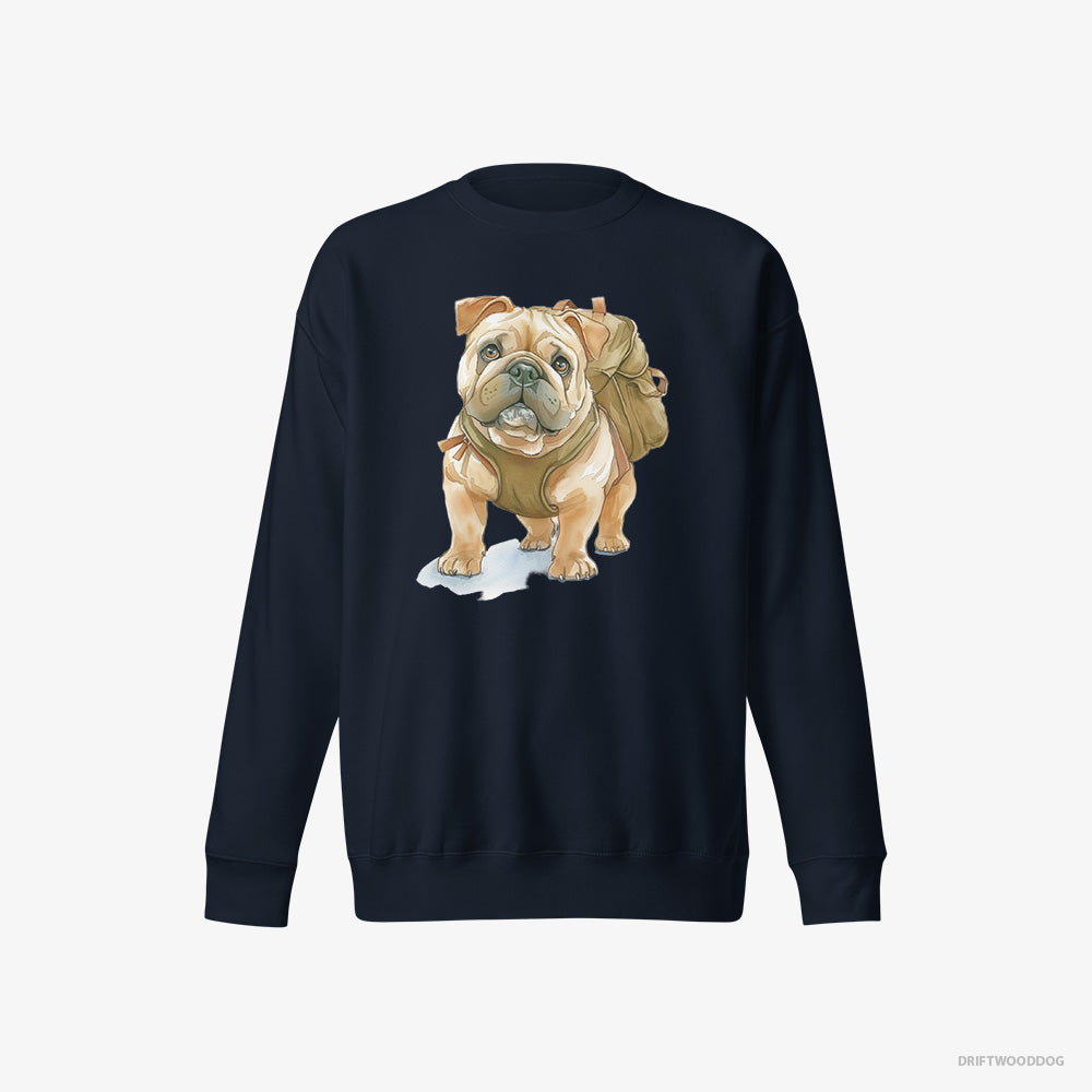 Bulldog Sweatshirt – Men Navy Sweatshirt Eco-Friendly – Ready for Hiking (on White Background)