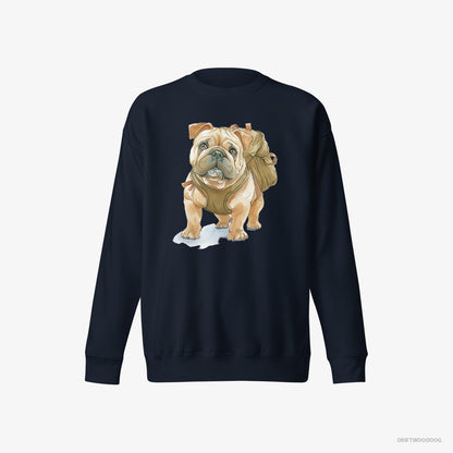 Bulldog Sweatshirt – Men Navy Sweatshirt Eco-Friendly – Ready for Hiking (on White Background)