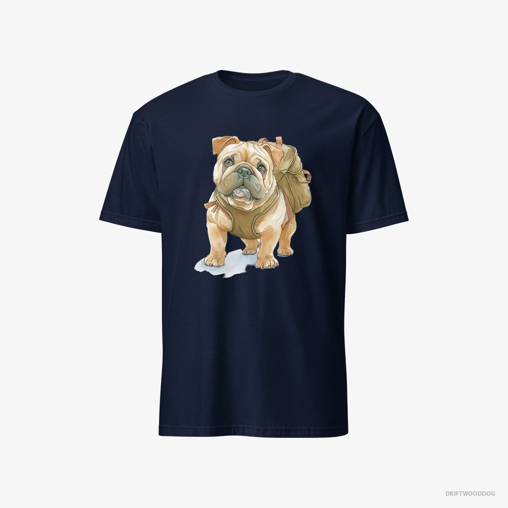 Bulldog T-Shirt – Women Navy T-Shirt Classic – Ready for Hiking (on White Background)